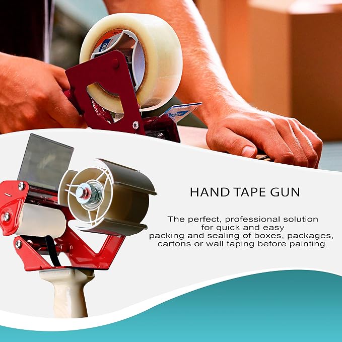 APQ Industrial Packing Tape Dispenser for 2" Tape. Side Loading Tape Gun. Heavy Duty Hand Tape Gun. Lightweight and Portable for Commercial Packaging, Shipping, Moving, Carton and Box Sealing.