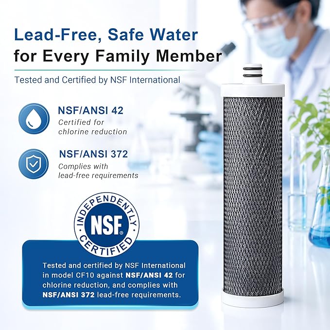 LCF Replacement Filter, Compatible with LCF-CF-01-ALK, Waterdrop Filter Replacement for WD-CTF-04 System, Replaces WD-CFF-02, 6+1-Stage, 𝐒𝐢𝐥𝐯𝐞𝐫 𝐈𝐨𝐧𝐬 Enhanced, 16,000 Gallons, 2-Pack