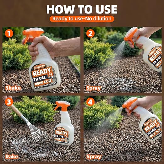 Rock Glue with Sprayer-34OZ Ready to Use Mulch Bond for Landscaping, No Dilution Landscape Glue Spray for Rock, Pea Gravel, Weather Resistant Intertek Test, Pets Safe for Garden Beds