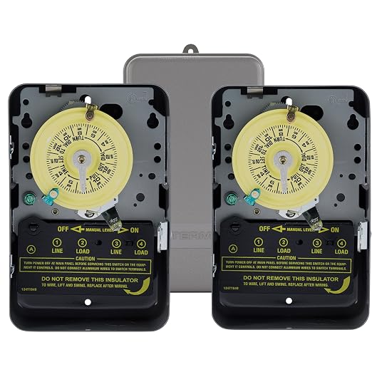 Intermatic T104 24-Hour Mechanical Timer Switch - 208–277 VAC, DPST, Indoor Metal Enclosure, Heavy-Duty, Manual Override, 40 Amp - Ideal for Lights, Pumps, Fans, and HVAC Systems (Pack of 3)