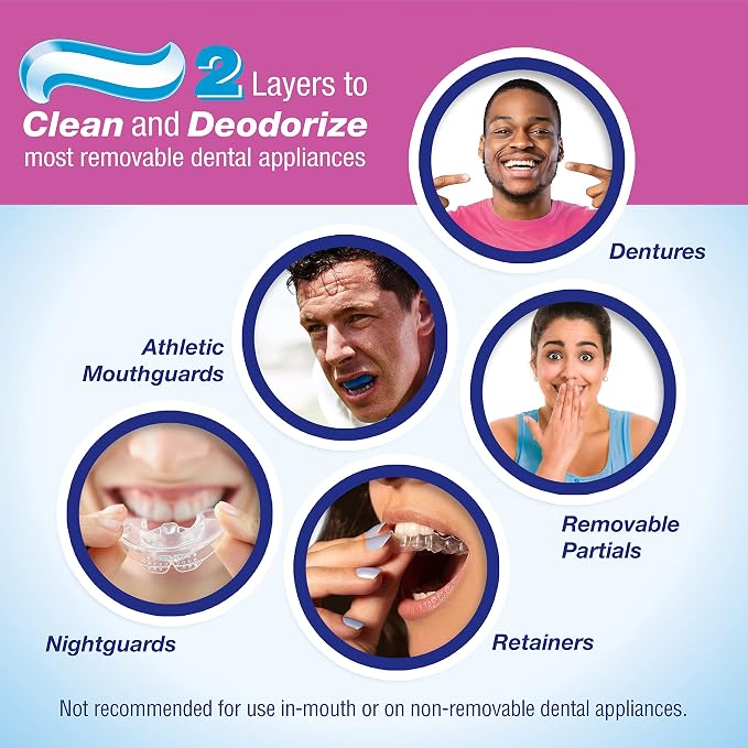 Fresh 'n Brite Denture Cleaning Paste For Dentures, Removable Partial Dentures, Retainers, Mouthguards, Nightguards, Fast Stain Removal, pack of 3, 3.8 oz Tubes