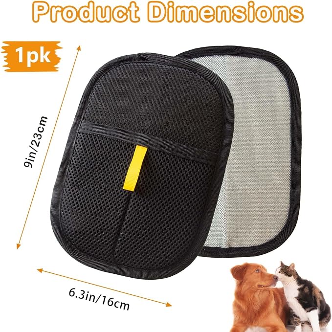 2.0 Upgraded Pet Hair Removal Glove for Dogs and Cats (4) | Dual-Sided Design, Mesh & Lint Surface, Reusable Glove, Dogs & Cats, Hand Strap Fit