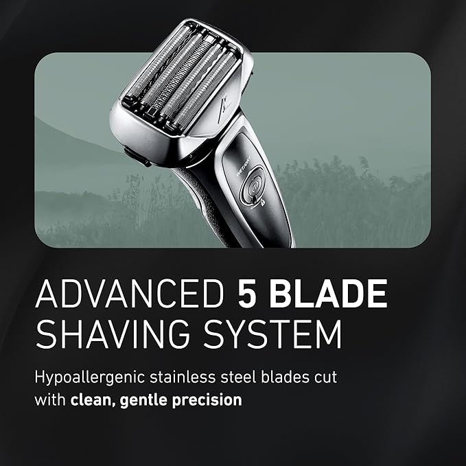 Panasonic ARC5 Electric Razor for Men with Pop-Up Trimmer, Wet/Dry 5-Blade Electric Shaver with Intelligent Shave Sensor and Multi-Flex Pivoting Head, ES-LV65-S (Silver)