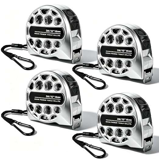 4 Pack Tape Measure 10 Feet/3 Meters, Small Tape Measure Retractable Metric Stainless Steel Measuring Tape Waterproof & Rustproof for Engineer Contractors