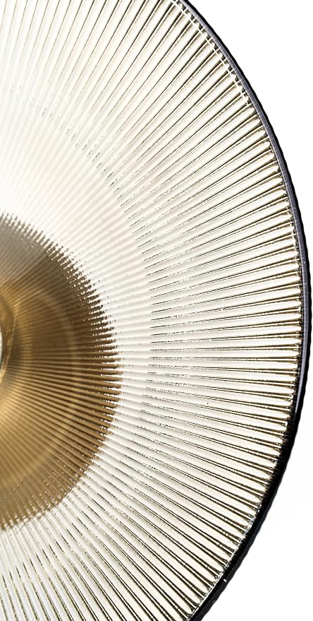 Tapered Glass Decorative Bowl(Coffee Brown) ,9.8 Inches Handblown Striped Design Glass Bowl with Rust Resistant Metal Base,Decor Fruit Bowl for Home Decor,Table Centerpiece,Kitchen Island,Dining Decor