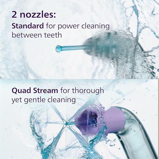 Philips Sonicare Cordless Power Flosser 3000 - Water Flosser with Innovative Quad Stream Technology, Oral Irrigator with 2 Flossing Modes and 3 Pressure Levels, IPX7 Waterproof, White, HX3826/21