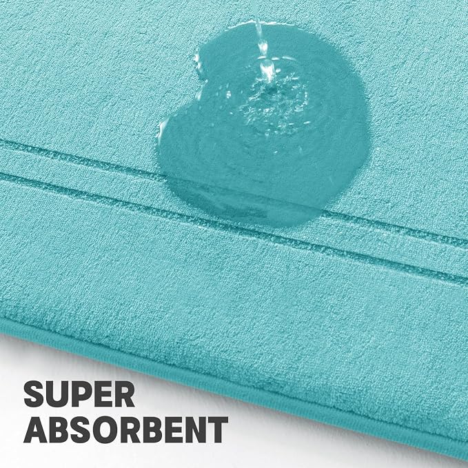 YIHOUSE Teal Memory Foam Bath Mat Set 5 Pieces