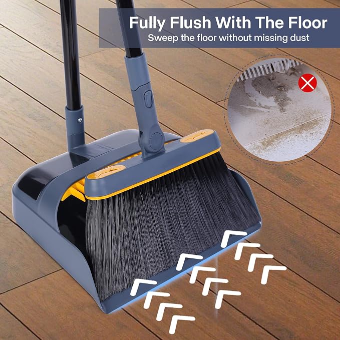 JEHONN Carpet Floor Sweeper Manual with Horsehair, Broom and Dustpan Set for Home