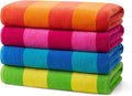 Kaufman - Soft Oversized Beach Towels in Bulk | 29" x 58" Velour Striped Towel | Absorbent, Quick-Drying | 100% Cotton Thick Towels (4 Pack)