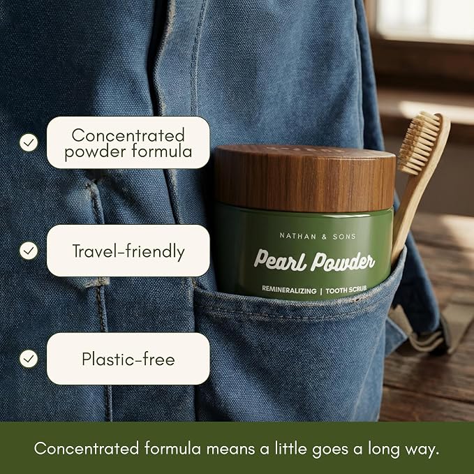 Nathan & Sons Pearl Remineralizing Tooth Powder, Hydroxyapatite, 1.1 oz