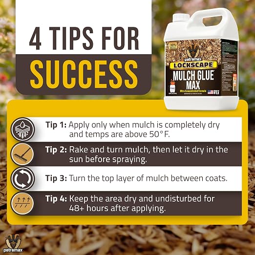 PetraMax Lockscape Mulch Glue for Landscaping Rocks Max Concentrate, Weed Barrier - Non-Toxic Pea Gravel Binder, Mulch & Rock Glue for Landscaping, Landscape Rock & Gravel Stabilizer - (1 Gal)