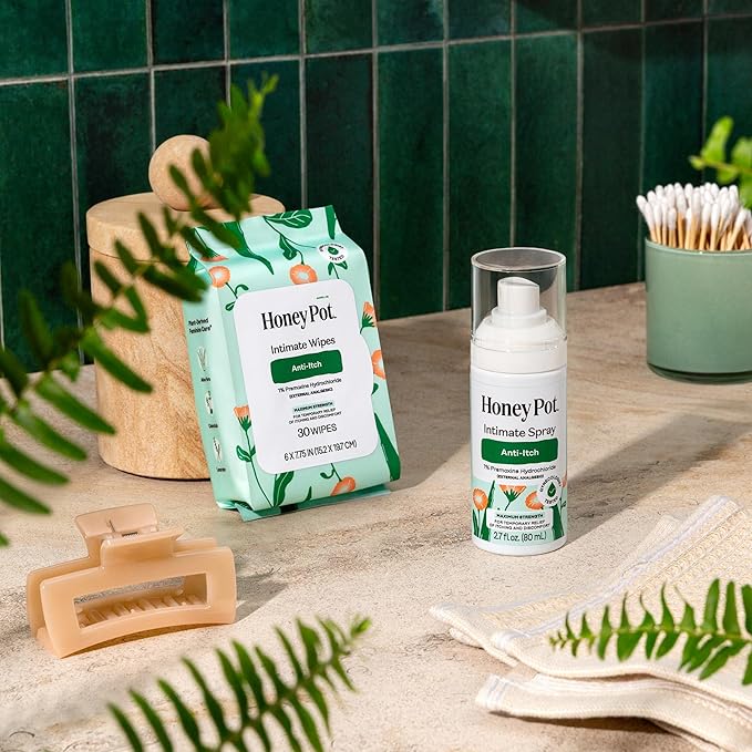The Honey Pot Company - Anti-Itch Soothing Feminine Wipes - At Home or On the Go Medicated for Temporary Relief of Itching and Discomfort - Maximum Strength - 30 ct.