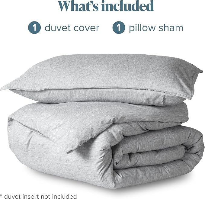 Bare Home Bedding Duvet Cover Extra Long - Premium 1800 Super Soft Collection - Lightweight, Duvet Cover - Soft Textured (Twin/Twin XL, Heathered Pewter)