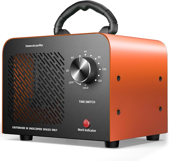 Hadlook Ozone Generator, 48,000mg/h High Capacity O3 Machine for Large Spaces Up to 4,000 Sq Ft, Portable Odor Eliminator for Car, Home, Basement, Smoke, Pets, and Commercial Use, Orange