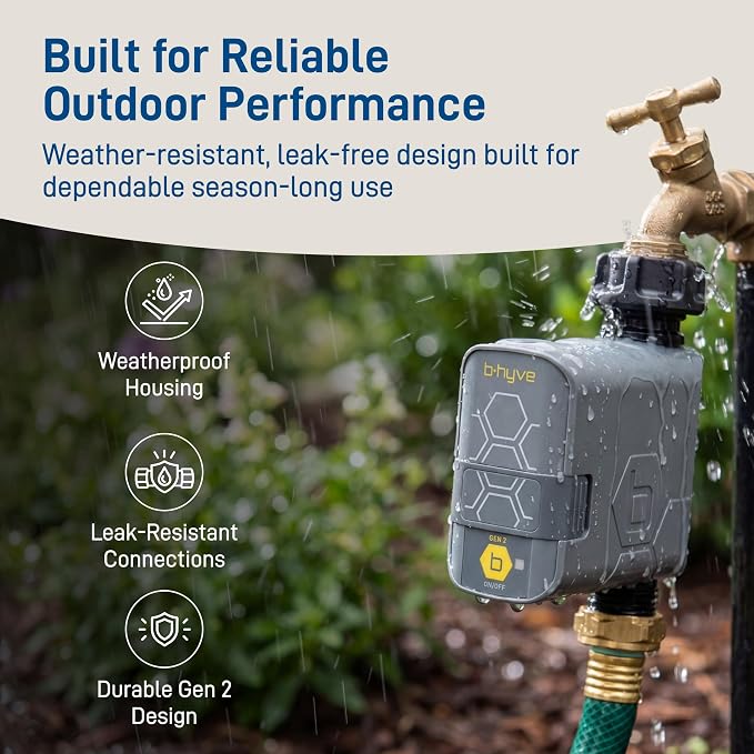 Orbit B-hyve Gen 2 Smart Hose Watering Timer with Wi-Fi Hub - Smart Hose Watering Timer - Wi-Fi System - App Controlled - Weatherproof AA Battery Powered - 90204