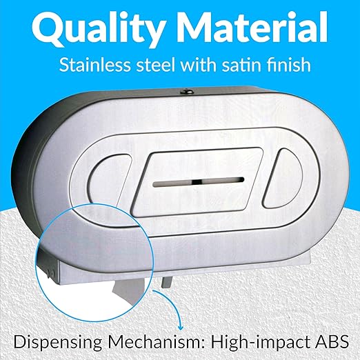 Bobrick B-2892 Surface-Mounted Twin Jumbo-Roll Toilet Paper Dispenser, Double Roll Toilet Paper Holder