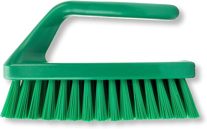 SPARTA Scrub Brush with Iron Shaped Handle and Stiff Bristles, Heavy Duty Scrubber Brush for Kitchen, Bathroom, Shower, Tile, Sink, Carpet and Bakepans, Polypropylene, 6 Inches, Green