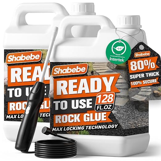 Rock Glue with Electric Sprayer, 2 Gallon Ready-to-Use Mulch Hold for Landscaping, 100% Water-Permeable, Pet-Safe Non-Toxic Landscape Glue Spray for Rocks Binder, Patios Pea Gravel Stabilizer