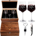 Congrats Mrs. & Mrs. Wedding Wine Glass Set, Lesbian, Wooden Box | Engraved Wine Glasses, Set Of 2, Congratulations Mrs And Mrs, Lesbian Wedding, Wooden Keepsake Box, Bottle Stopper, Corkscrew