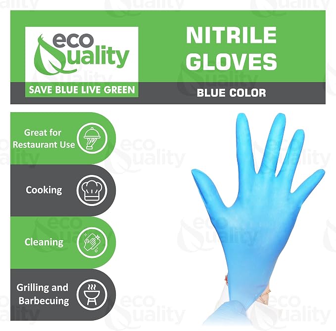EcoQuality - Nitrile Exam Gloves Large 300ct - Disposable, Latex Rubber Free, Powder Free, Medical Exam Gloves, Non Sterile, Food Safe, 4 Mil, Indigo Color, Convenient Dispenser