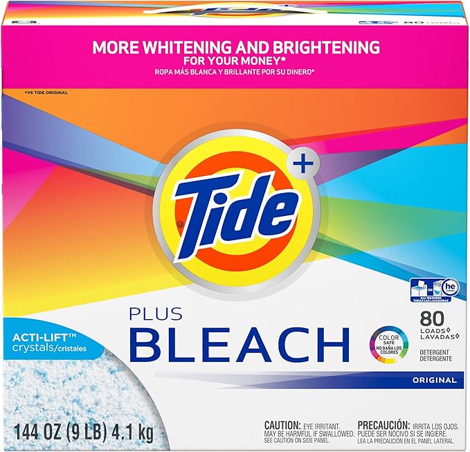 Tide Ultra Plus Bleach Original Scent Powder Laundry Detergent, 80 loads, 144 oz