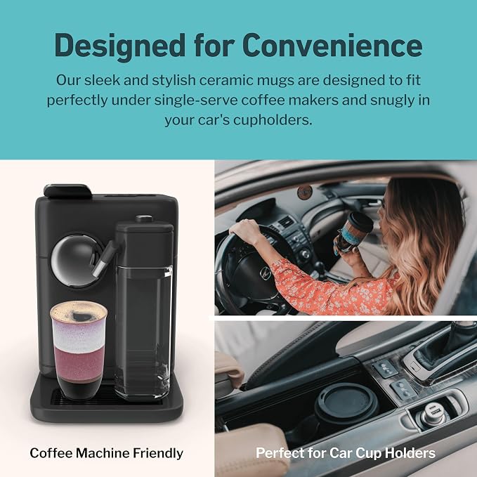 NOVA CERAMICS Coffee Travel Mug – Reusable Coffee Cup – Microwave & Dishwasher Safe Coffee Green Tumbler - Gifts For Women Men Him Her – 16oz – Eclipse
