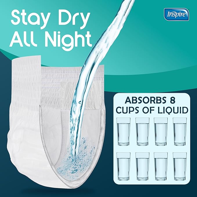 Inspire Adult Diapers Women or Men - MAX Absorbency | Our Most Absorbent and Dry, Incontinence Underwear for Women or Men | Leak Proof Diaper Overnight or Daytime for Heavy