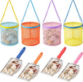 8 Pcs Sand Sifter with Shelling Bags for Beach Mesh Shovel with Mesh Bag for Shell Collecting Shark Tooth Sifter Filter Sand Scooper for Picking up Shells Beach Essentials Vacation Tools