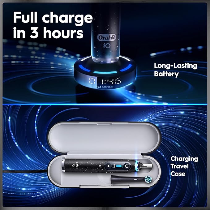 Oral-B Rechargeable Electric Toothbrush, iO9 Limited Ultimate Clean, 7 Cleaning Modes, Interactive Display, iSense Charger, Charging Travel Case, Visible Pressure Sensor, 3 Brush Heads, Rose Quartz
