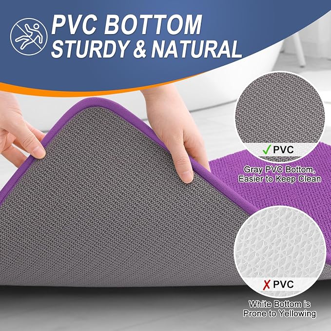 OLANLY Thick Memory Foam Bathroom Rugs 30x20, Absorbent Bath Mat, Purple | Soft Quick Dry Bath Rugs Mats, Non-Slip, Machine Washable Carpet for Bathroom Floor, Tub and Shower, Home Decor Accessories