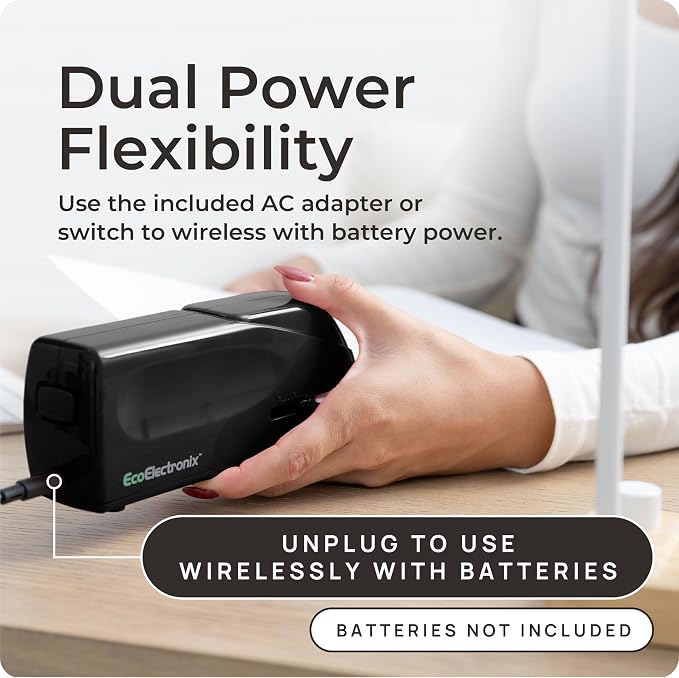EcoElectronix Electric Stapler - Portable Automatic Stapler Pro 30 Sheet Capacity - Quiet, Jam-Free, and Easy Reload - AC or Battery Powered for Professional Home Office Use - Black (2-Pack)