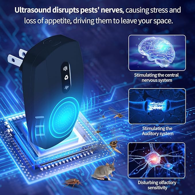 2026 Upgraded Ultrasonic Pest Repellent Indoor Insect Repeller, Pest Control, Repellent Roach, Mouse, Mosquito, Mice, Spider, Bugs, Ant, Rodent Repellent Ultrasonic Plug in, 3 Mode Switching, 6 Packs