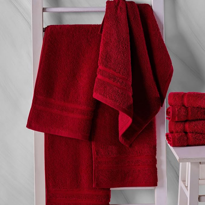 Hawmam Linen Red Hand Towels 4 Pack Turkish Cotton Premium Quality Soft and Absorbent Small Towels for Bathroom