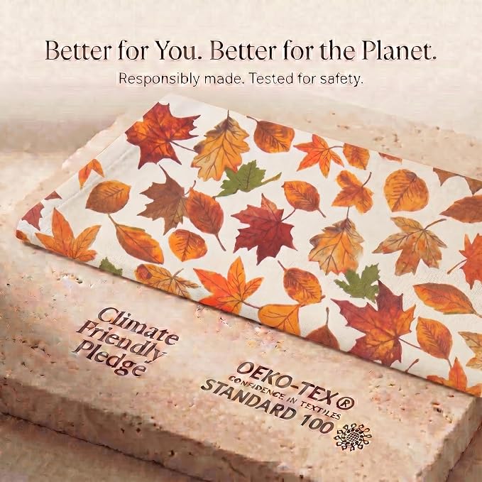 Urban Villa Kitchen Towels Harvest Leaves Print Dish Towels Set of 6 20" X30” 100% Cotton Highly Absorbent Quick Drying Dish Cloths & Dish Towels Thanksgiving Fall Tea Towels with Hanging Loop Towels
