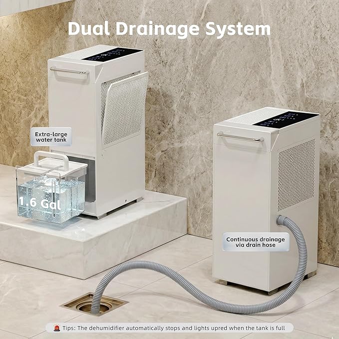 Uthfy 5500 Sq.Ft Dehumidifiers for Home and Basement, Max 100 Pint/Day Dehumidifier with Drain Hose, 24 H Timer & Child Lock, LED Panel, Ultra Quiet, whole house dehumidifiers for home, Bedroom