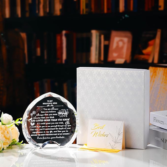 Qianwei Gifts for Wife from Husband Unique - Crystal Engraved Gift Personalized Present for My Wife Who Has Everything - Birthday Anniversary Wedding Valentines Day Gifts Ideas for Lover