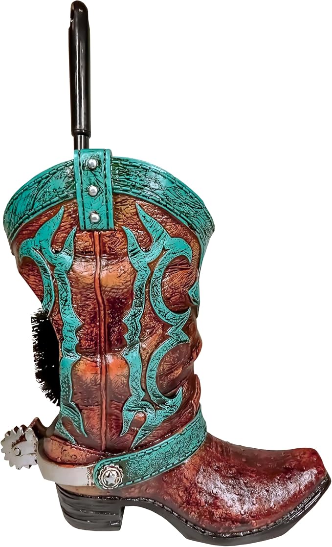 Granatan Cowboy Boot Toilet Brush Holder, Vintage Bathroom Accessories, Rustic Bathroom Decor