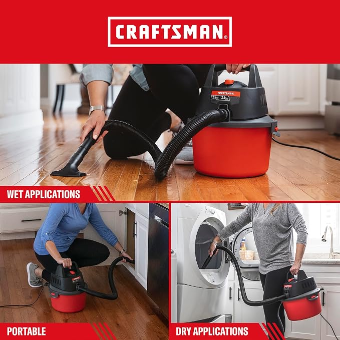 CRAFTSMAN CMXEVBE17250 2.5 Gallon 2.5 Peak HP Wet Dry Shop Vacuum