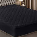 Quilted Fitted Mattress Pad, King Mattress Protector Topper with Deep Pocket Stretches up to 16 Inches, Machine Washable Mattress Cover by Utopia Bedding (Black)