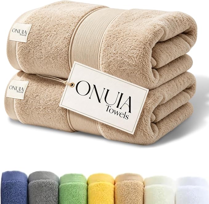 2 Packs Luxury Bath Towels Set, Ultra Soft Skin Bath Towel, Premium Hotel Bathroom Towels, Absorbent Quick Drying & Low Lint for Bathroom Spa Gym & Home Use，Brown Set of 2