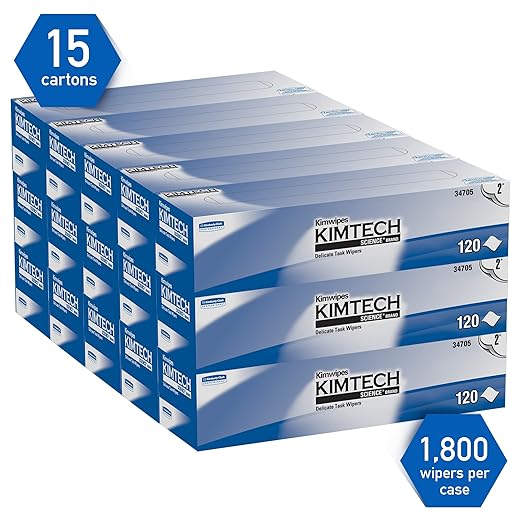 Kimtech 34705 Kimwipes Delicate Task Wipers, 2-Ply, 11 4/5 x 11 4/5, 120 per Box (Case of 15 Boxes),White