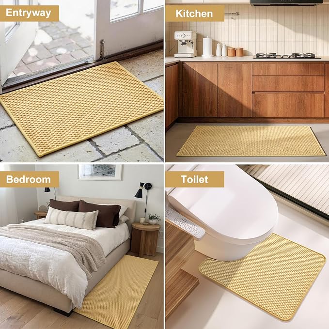 Triohero Large Bathroom Rugs Non Slip Washable Bath Rugs Super Absorbent Bathroom Rug Thin Quick Dry Low Pile Bath Mats, Yellow 36"x48"