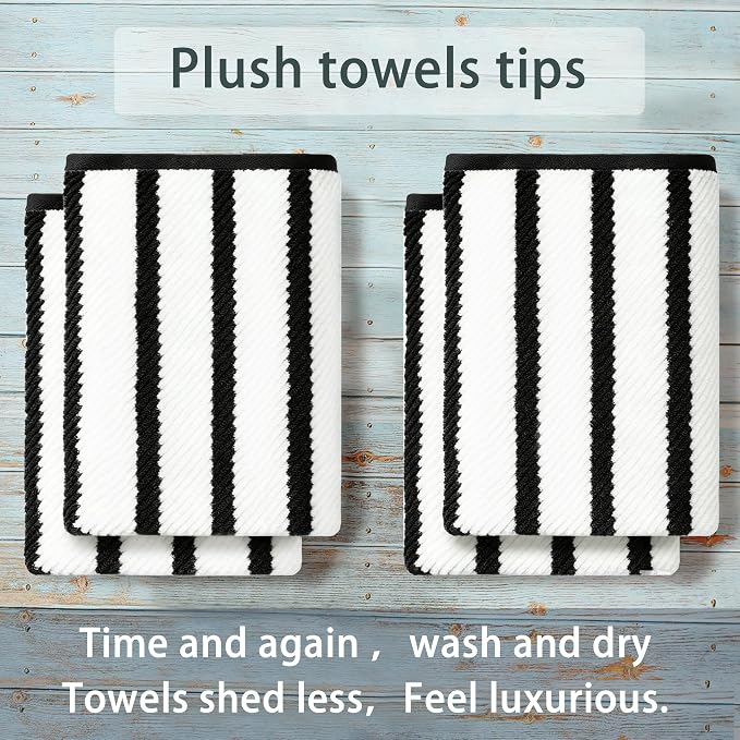 VOOVA & MOVAS Bath Towels 4PC, 100% Cotton, 30x56 in, Black White | Quick Dry, Thick, Soft, Absorbent, Suitable For College Dorm, Bathroom, Gym, Travel, Spa