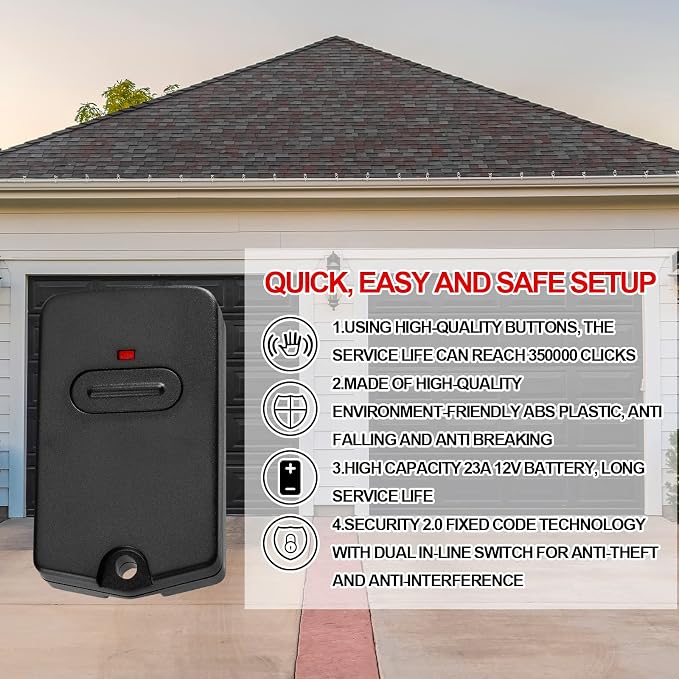 Kingdder 5 Pcs Gate Opener Remote Compatible with Mighty Mule RB741 Gate Control Remote Works Compatible with GTO RB741/FM135 Transmitter Control Single Button Garage Door Controller Replacement