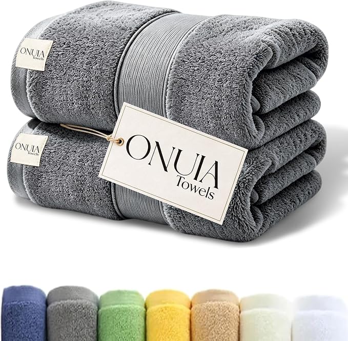 2 Packs Luxury Bath Towels Set, Ultra Soft Skin Bath Towel, Premium Hotel Bathroom Towels, Absorbent Quick Drying & Low Lint for Bathroom Spa Gym & Home Use，Gray Set of 2