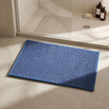 Triohero Bathroom Rugs Non Slip Washable, Super Absorbent Thin Bath Mat Small Quick Dry Low Pile Bathroom Rug, Denim Blue 16"x24"
