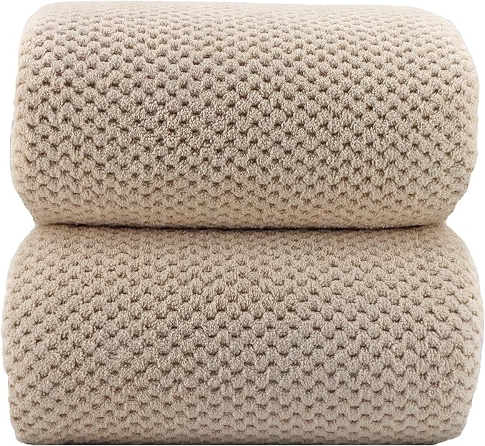 YTYC 39x78 Bath Sheets,Towels for Bathroom,Beige,2-Pieces | Extra Large Bath Towels, Super Soft,Highly absorbent,Hanging Loop,Quick Drying,Light Weight,80% Polyester