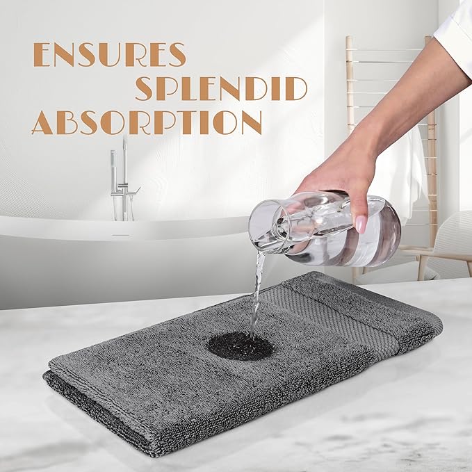White Classic Wealuxe Grey Hand Towels for Bathroom 12 Pack, Cotton Hand Towel Bulk for Gym, Spa and Salon, Soft Extra Absorbent Quick Dry 16x27 Inch
