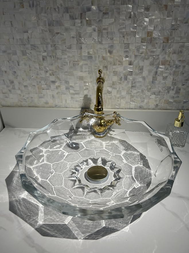 Transparent Glass Vessel Sink In washbasin sink | Vanity Countertop Sink with Pop Up Drain |WF-LA706