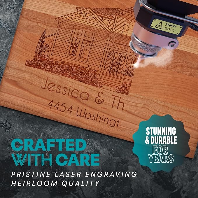 for New Homeowners - Personalized Wood Cutting Board - Laser Engraved Custom Chopping Boards - Housewarming Gift - Realtor Closing Gift
